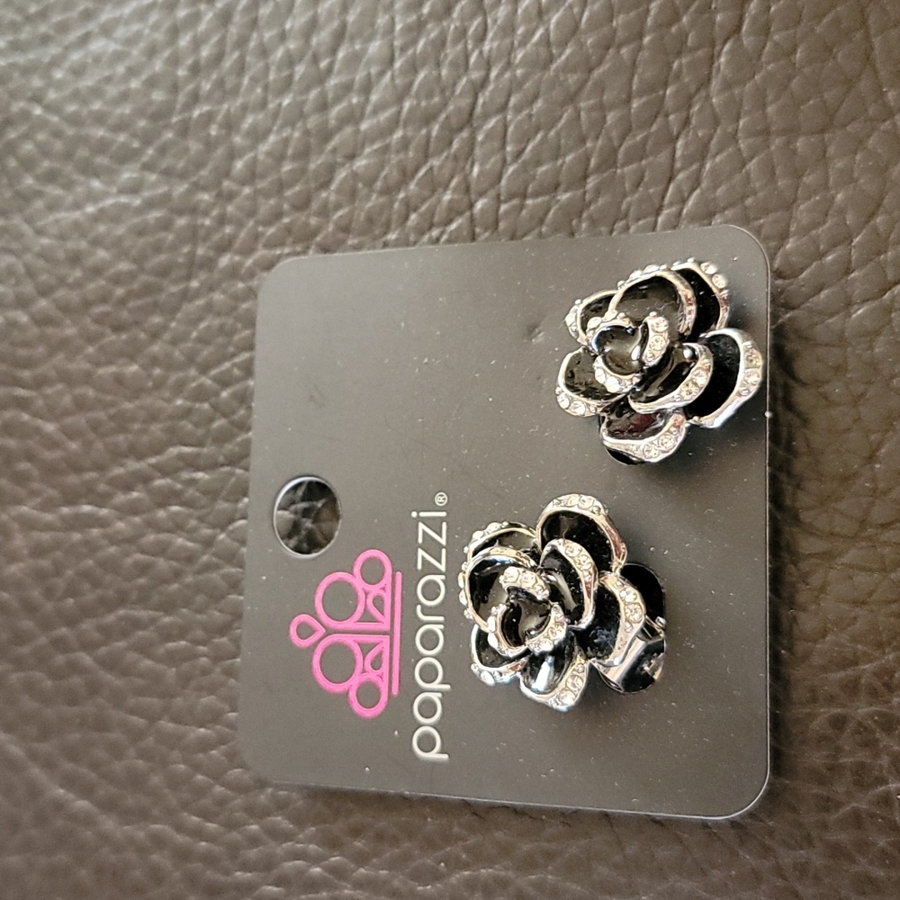 Silver Flower Clip on Earrings